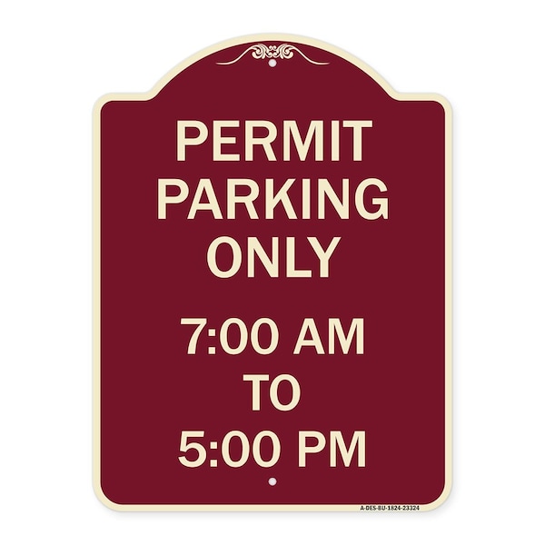 Signmission Permit Parking 7-00 Am to 5-00 Pm Heavy-Gauge Aluminum Architectural Sign, 24" x 18", BU-1824-23324 A-DES-BU-1824-23324 - main